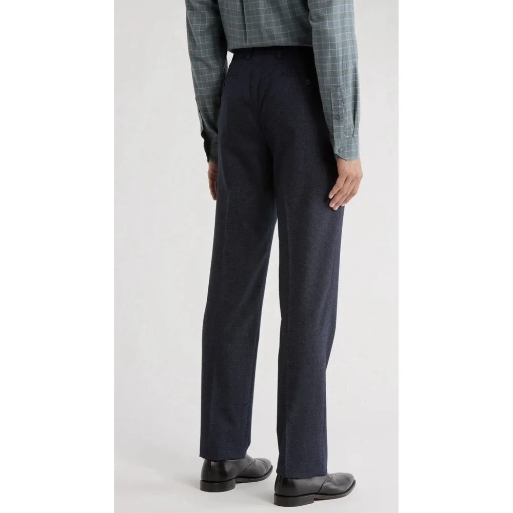 John Varvatos Men Size 33 Bedford-NN Wool‎ Suit Pants Navy Unhemmed